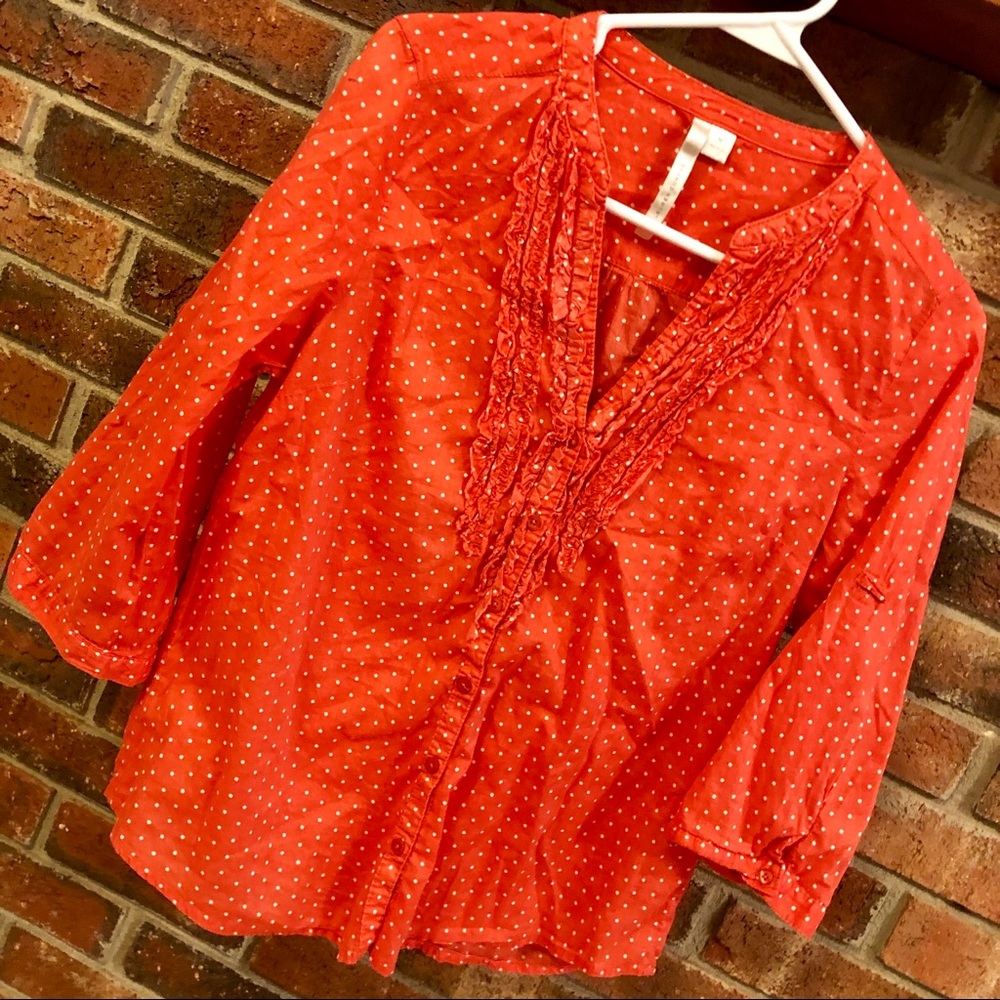 Lauren Conrad polka dot button-up